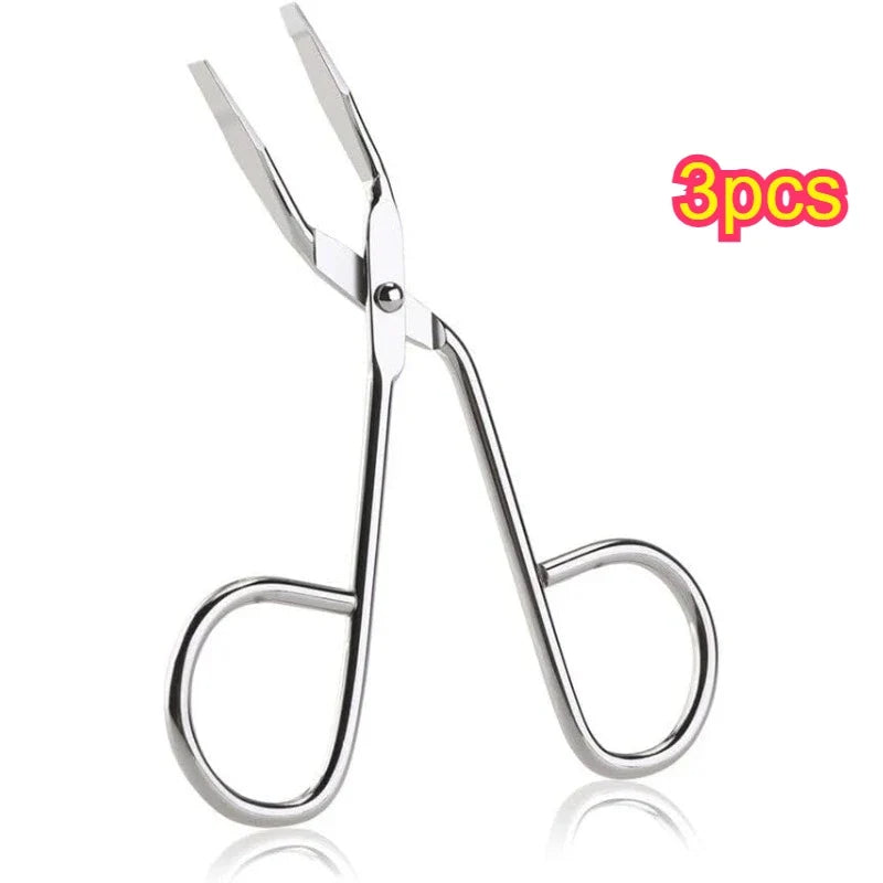 Stainless Steel Eyebrow Scissors & Flat Tip Tweezers Set Eyebrow Grooming Set Qme 3pcs