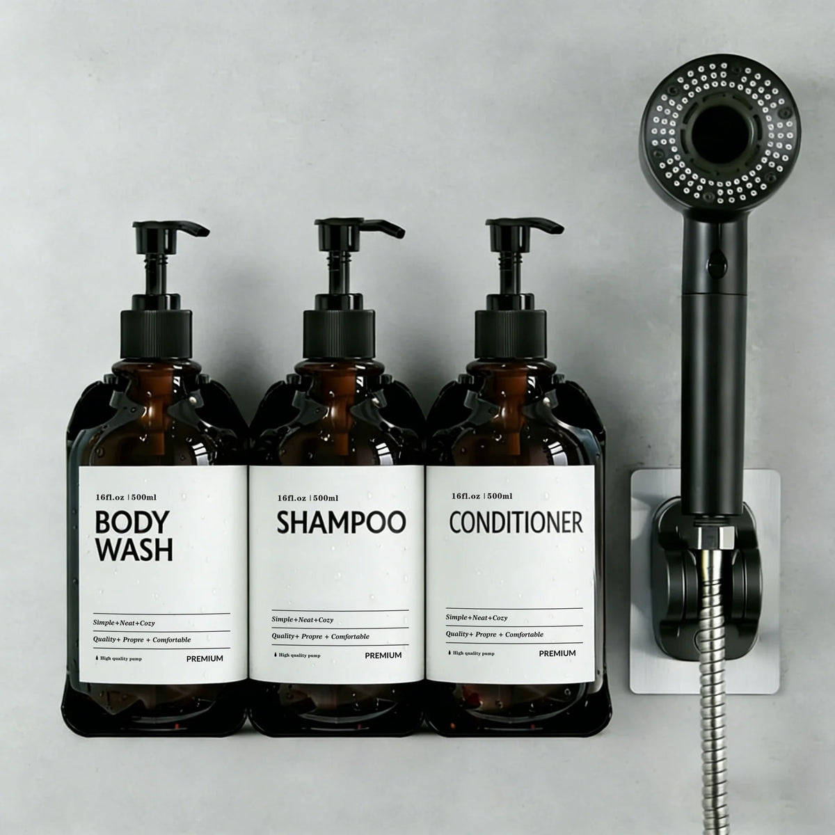 Wall Mounted Shower Soap Dispenser – 3-Chamber Shampoo Set Shower Soap Dispenser Qme
