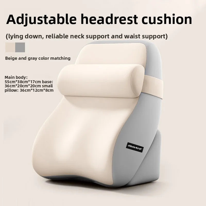 XL Ergonomic Reading Pillow – Memory Foam Wedge & Side Pockets Reading Bed Pillow Qst Beige