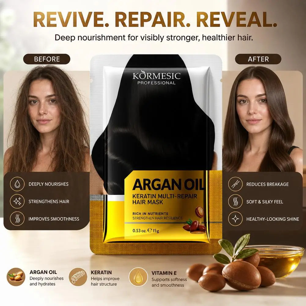 Keratin & Argan Oil Hair Mask 2-Pack | Deep Nourishing Treatment Hair Treatment Mask Qme