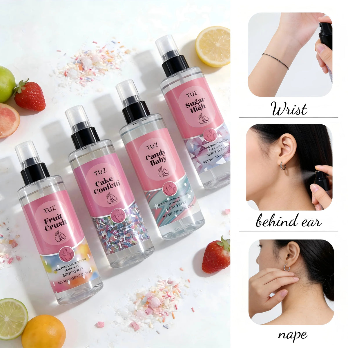 TUZ Hydrating Body Spray Women 250ml – Sweet Gourmand Mist Body Mist Spray Qst