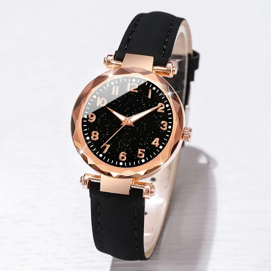 Women's Floral Leather Quartz Watch – Fashion Jewelry Timepiece Women's Fashion Watch Qme