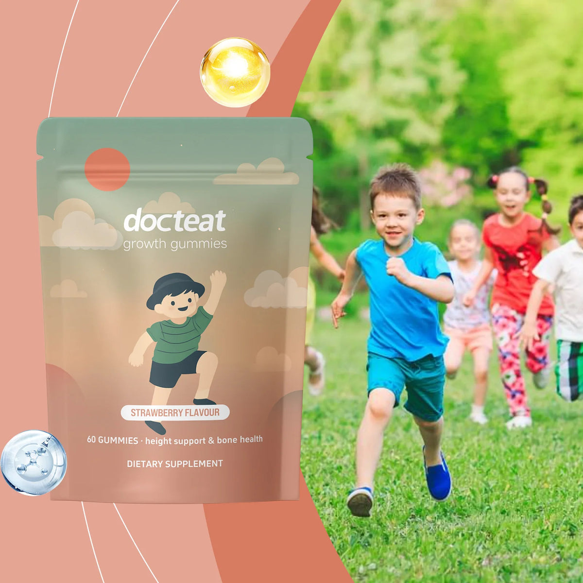 Docteat Height Growth Gummies – Ashwagandha & Calcium for Kids Kids Growth Gummies Qst