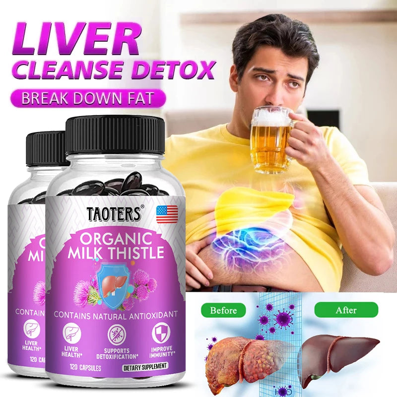 Milk Thistle Liver Support Capsules – 6-Herb Detox Blend Herbal Supplement Capsules Qst