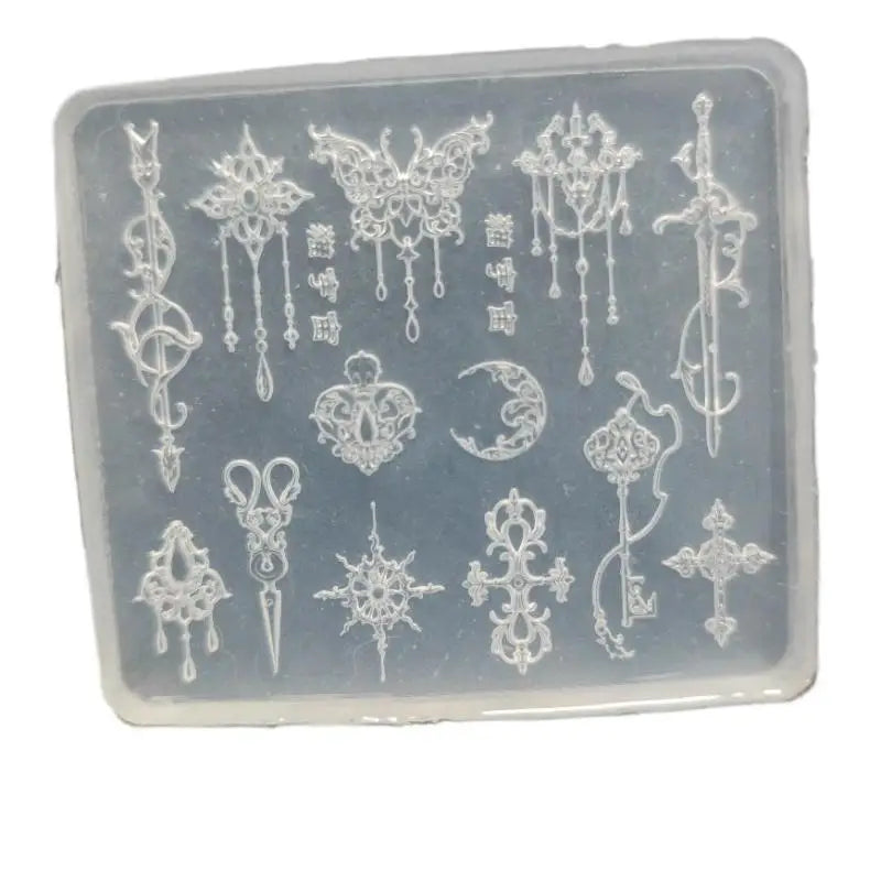 3D Silicone Nail Art Mold – Floral Bow Tie Retro Carving Template Nail Art Mold Qst