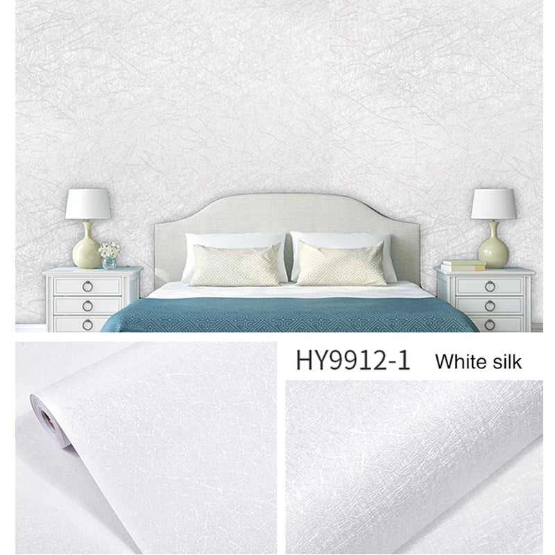 Silver Silk Embossed Peel & Stick Removable Vinyl Wallpaper Peel & Stick Wallpaper Qme White silk 10mx45cm