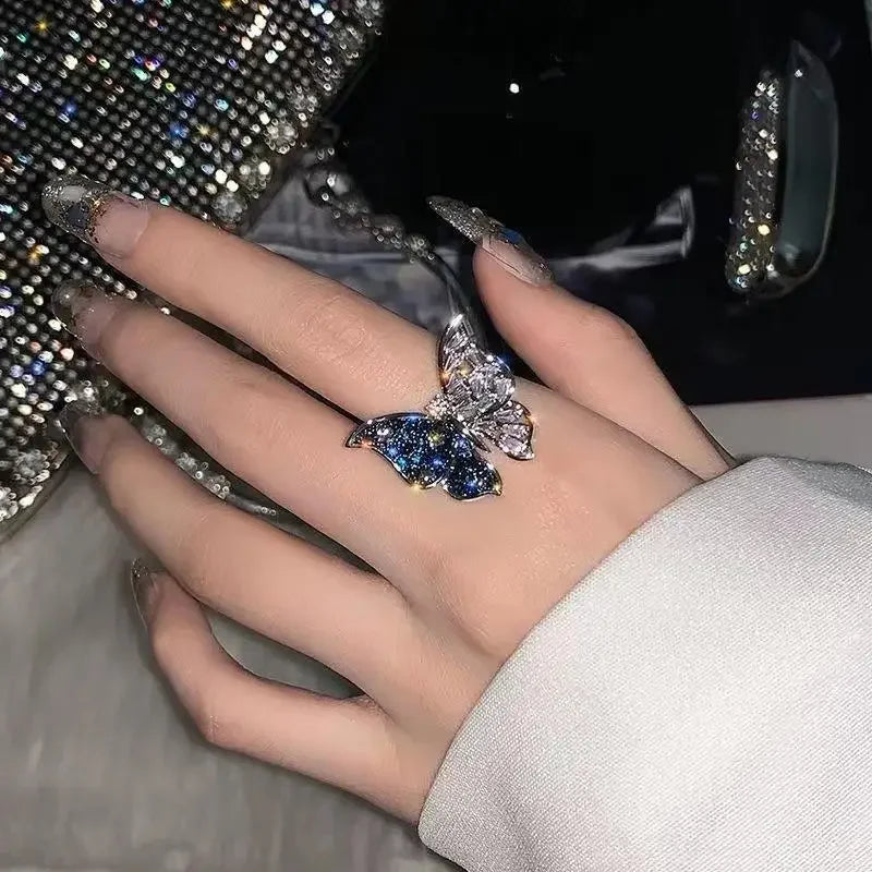 3D Butterfly Open Ring – Luxury Cubic Zirconia Crystal Statement Ring Qme