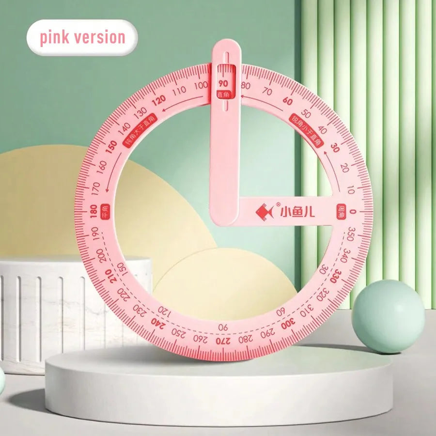360° Multifunctional Geometric Angle Measuring Ruler – ABS Geometric Measuring Ruler Qst Pink