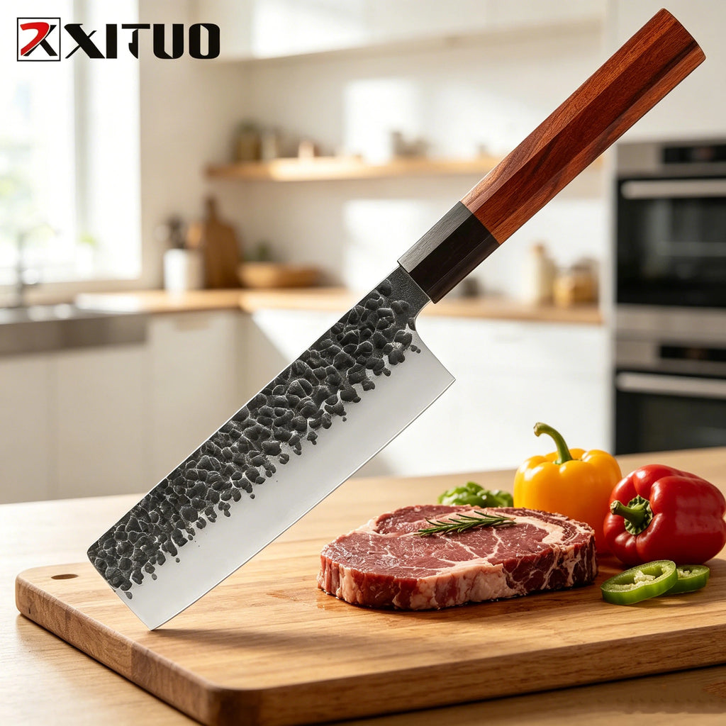 7-Inch Nakiri Knife – Japanese High Carbon Steel Chef Knife Nakiri Chef Knife Qst