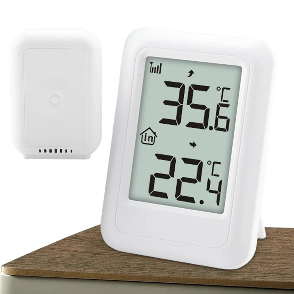 Wireless Indoor Outdoor Thermometer with Hanging Support Frame Wireless Thermometer Qme
