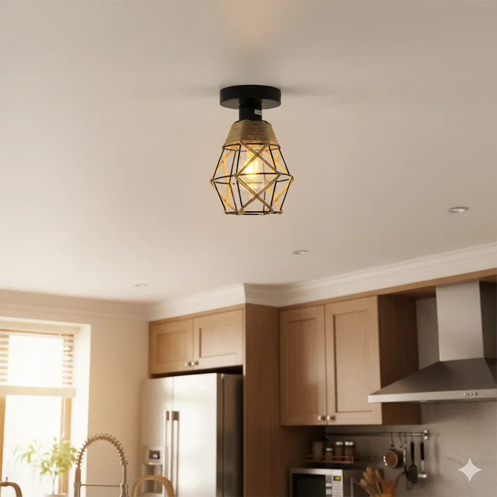 E27 Iron Cage Ceiling Light – Vintage Indoor Fixture Ceiling Light Fixture Qme