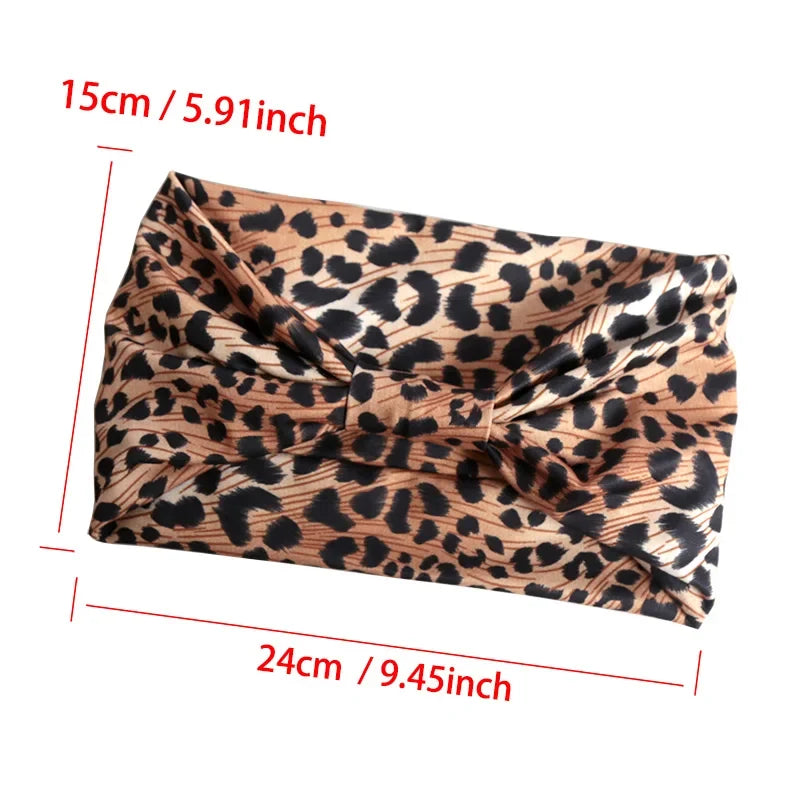 Women's Wide Leopard Print Elastic Hair Bands – Yoga & Pilates Wide Elastic Headband Qme