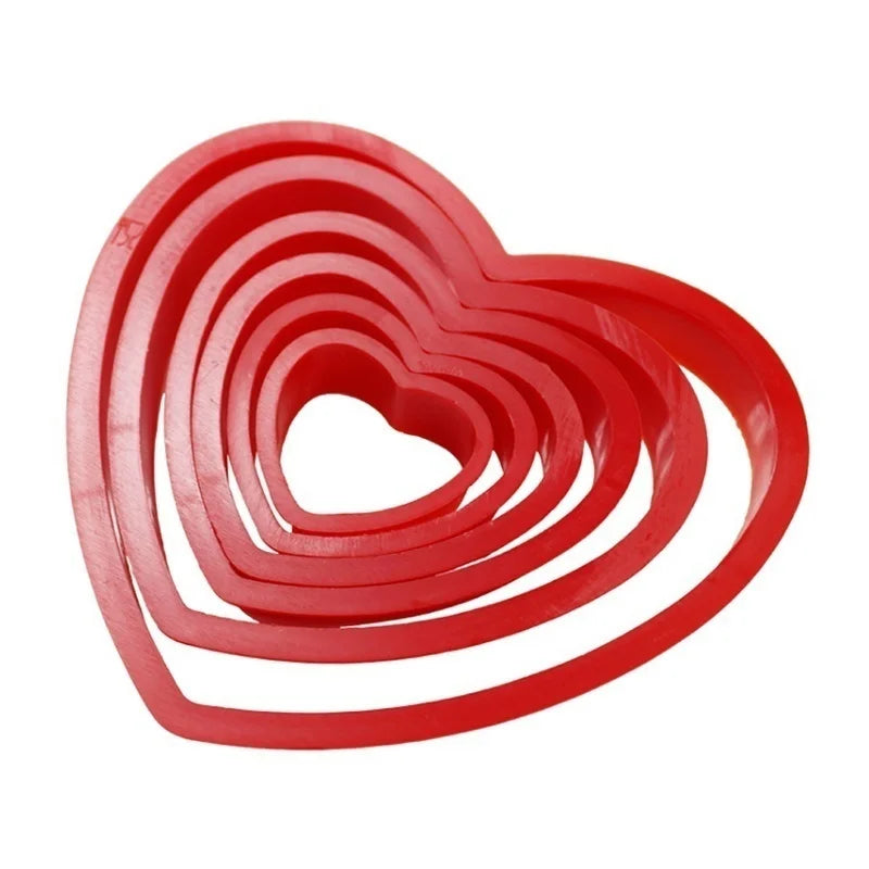 6-Piece Heart Cookie Cutter & Fondant Mold Set | Baking Tools Cookie Cutter Set Qme Heart