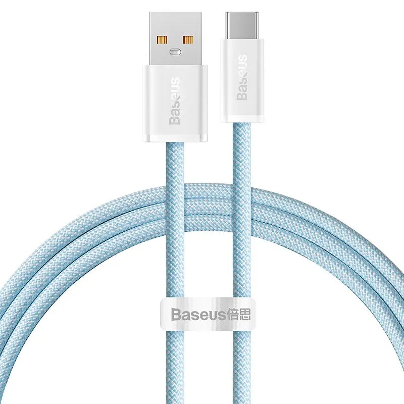 Baseus 100W USB-A to USB-C Fast Charging Braided Cable USB Charging Cable Qst Light blue 1m