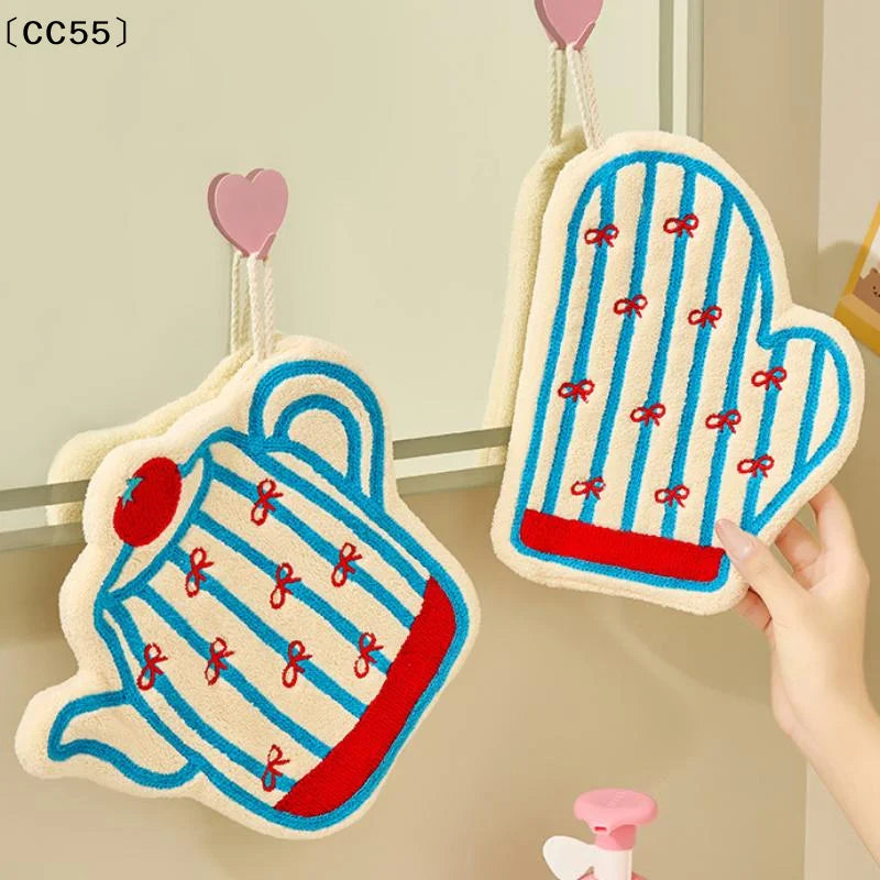 Coral Fleece Hanging Hand Towel – Lantern Pattern Kitchen & Bath Hanging Hand Towel Qst
