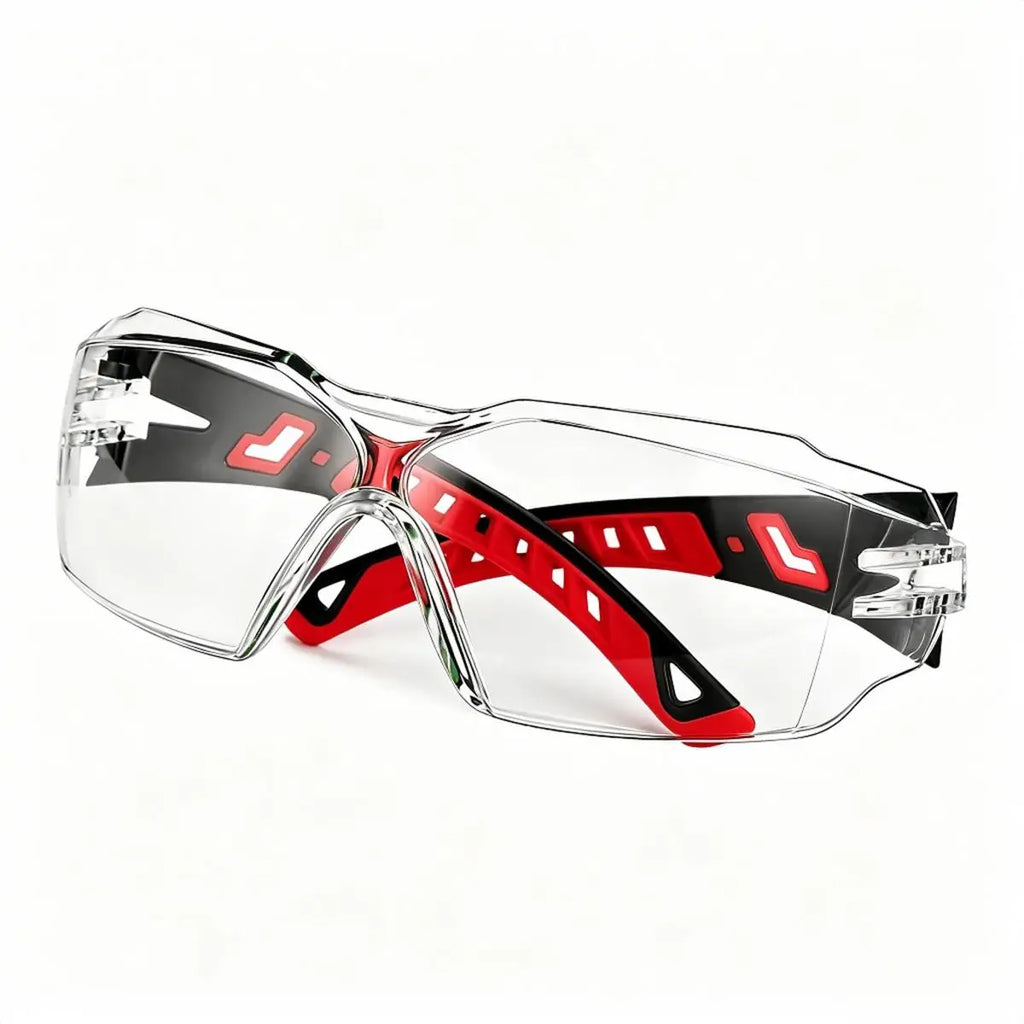 VOPHA ANSI Z87.1 Safety Glasses – Anti-Fog Clear Wraparound Safety Glasses Qst Red