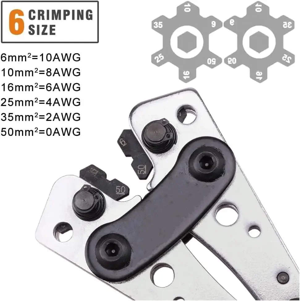 Cable Wire Lug Crimping Tool 10-1 AWG 8 Sizes Ratchet Crimper Wire Lug Crimping Tool Qme