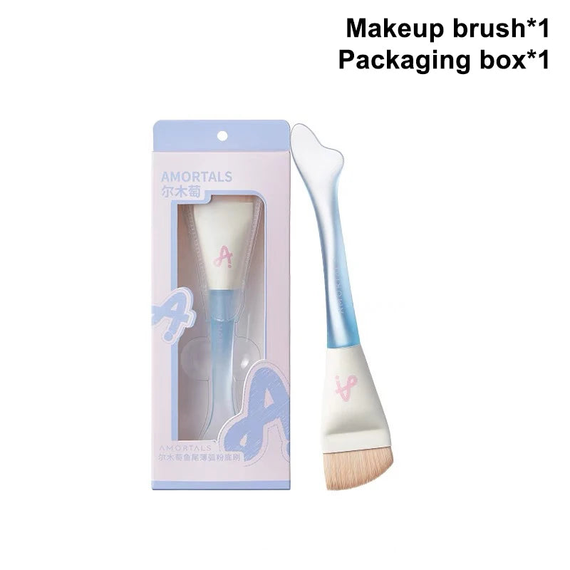 Angled Foundation Brush & Traceless Sponge Powder Puff Set Makeup Brush Set Qst B