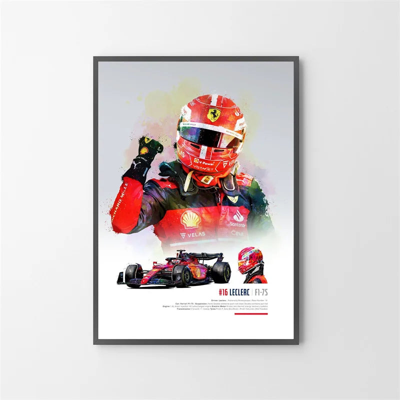 Watercolor F1 Racing Driver Helmet Canvas Print Wall Art