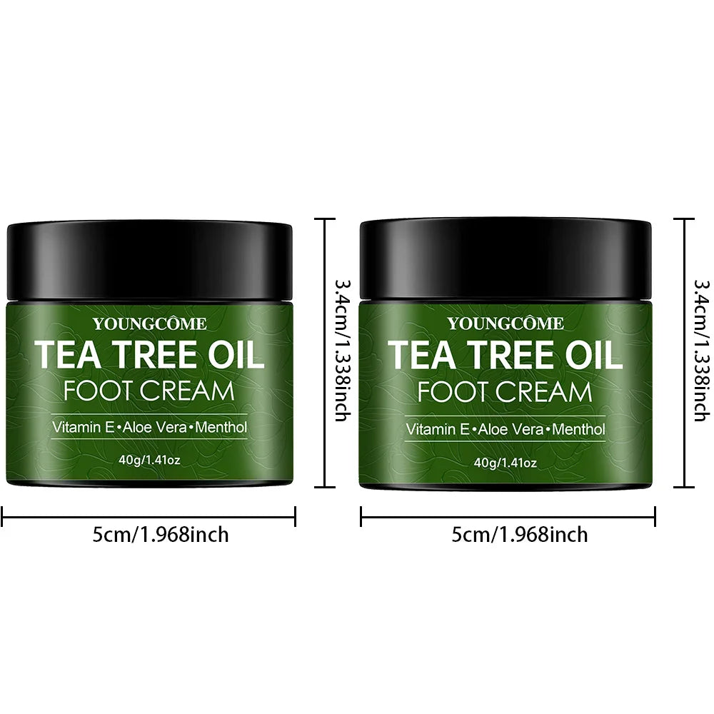 YOUNGCOME Tea Tree Oil Foot Cream – Soften & Moisturize Foot Cream Qst 40g 2pcs