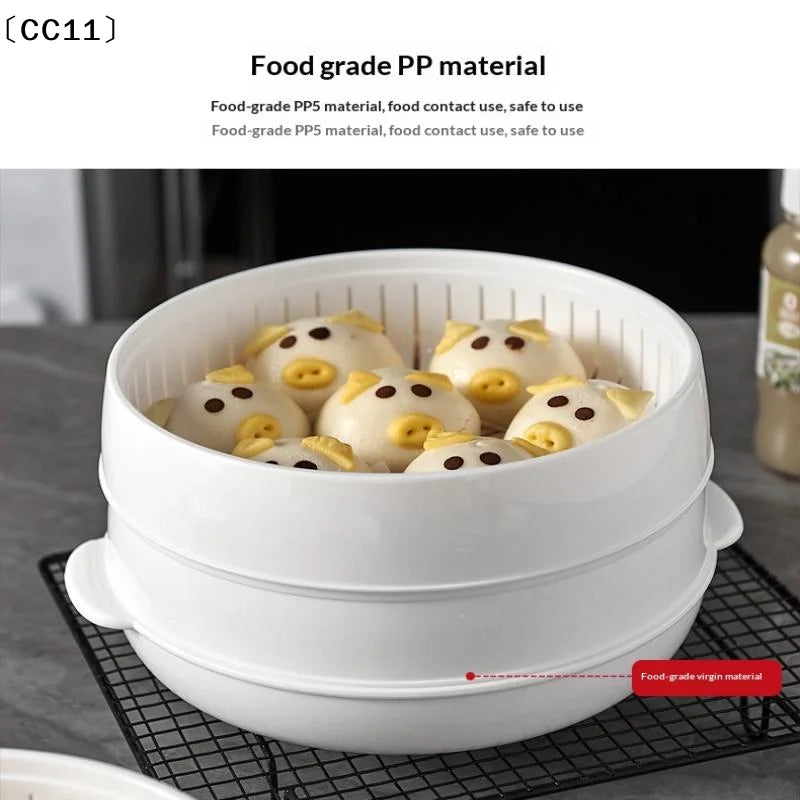 Microwave Food Steamer Heat-Resistant Plastic Steaming Tray Set Microwave Steamer Set Qme