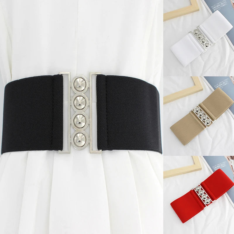 Women's Retro Elastic Wide Waistband Corset Belt | One Size Elastic Waistband Belt Qst