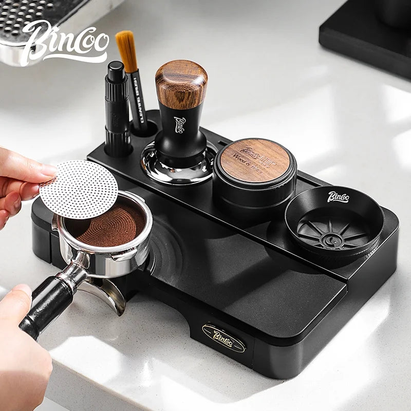 BINCOO Espresso Tamper, Distributor & Knock Box Set 51-58mm Espresso Barista Set Qst