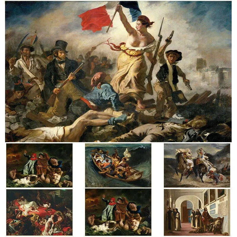 Delacroix Liberty Leading the People Canvas Wall Art Poster Canvas Wall Art Qst