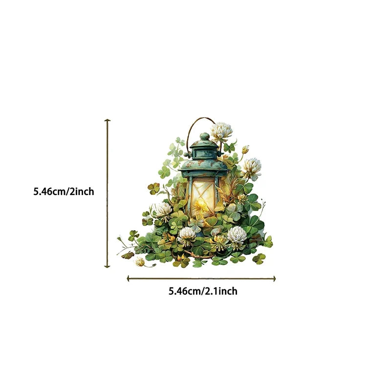 Forest Green Transparent Decorative Stickers – 50pcs Waterproof PET Decorative Sticker Set Qme