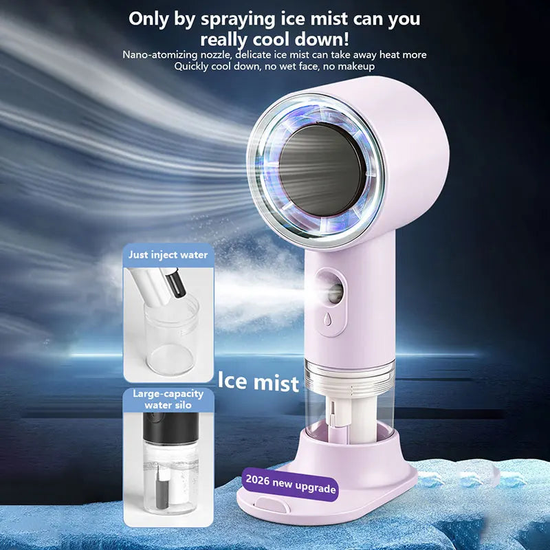 Portable Mist Spray Fan – USB Rechargeable 3-Speed Mini Fan Handheld Mist Fan Qst
