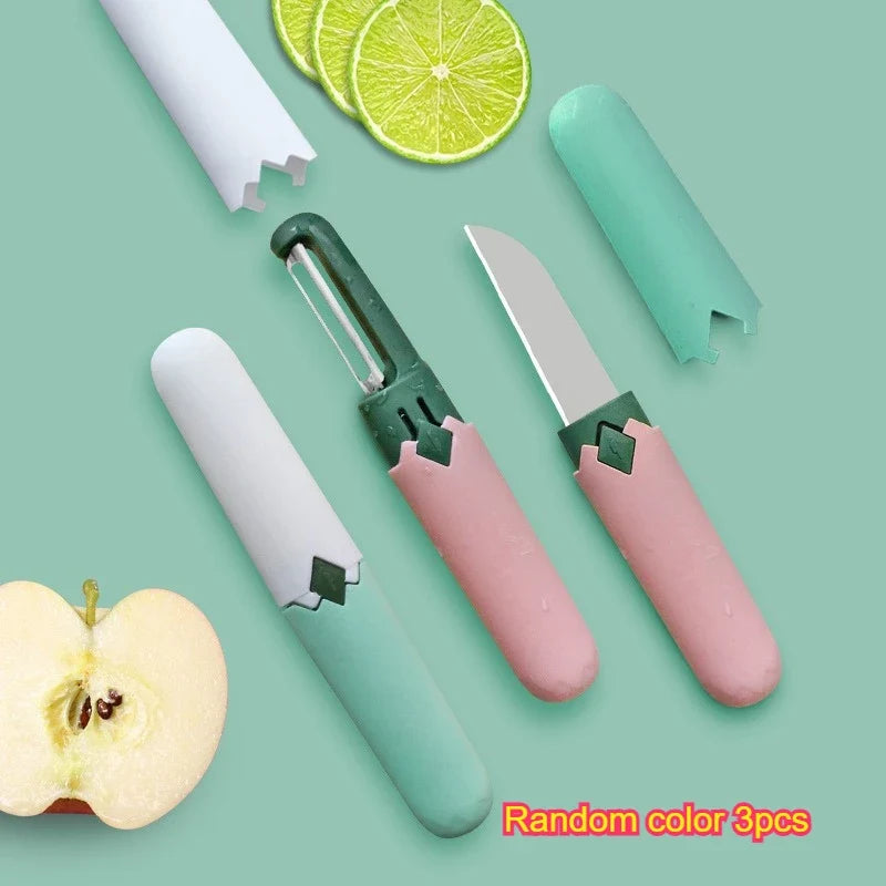 2-in-1 Fruit & Vegetable Peeler | Stainless Steel with Cover Vegetable Peeler Qme Random color 3pcs