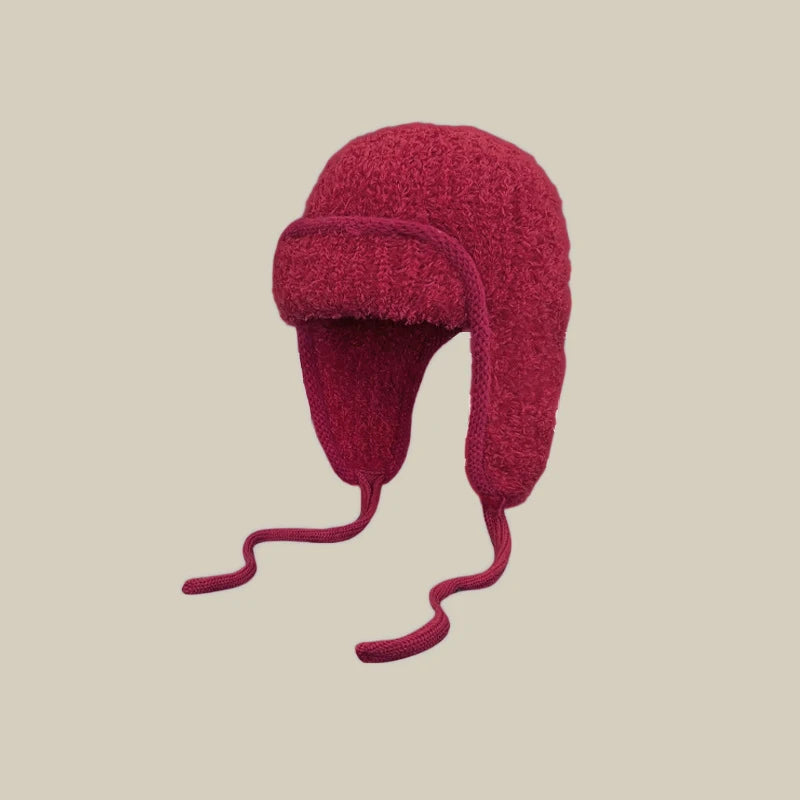 Women's Knitted Ear Flap Hat – Warm Winter Lei Feng Style Knitted Ear Flap Hat Qst one size D