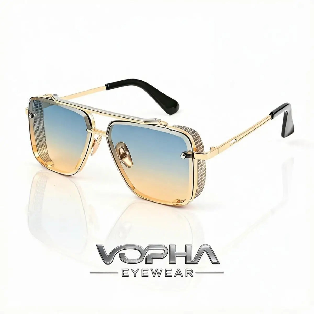 VOPHA Square Aviator Sunglasses UV400 Unisex Vintage Gradient Fashion Sunglasses Qst C2