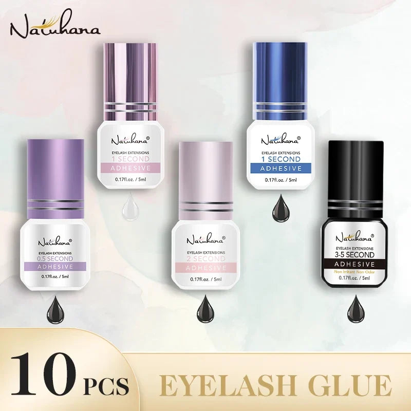 NATUHANA 10-Bottle Eyelash Extension Adhesive – Fast Drying Eyelash Extension Adhesive Qme
