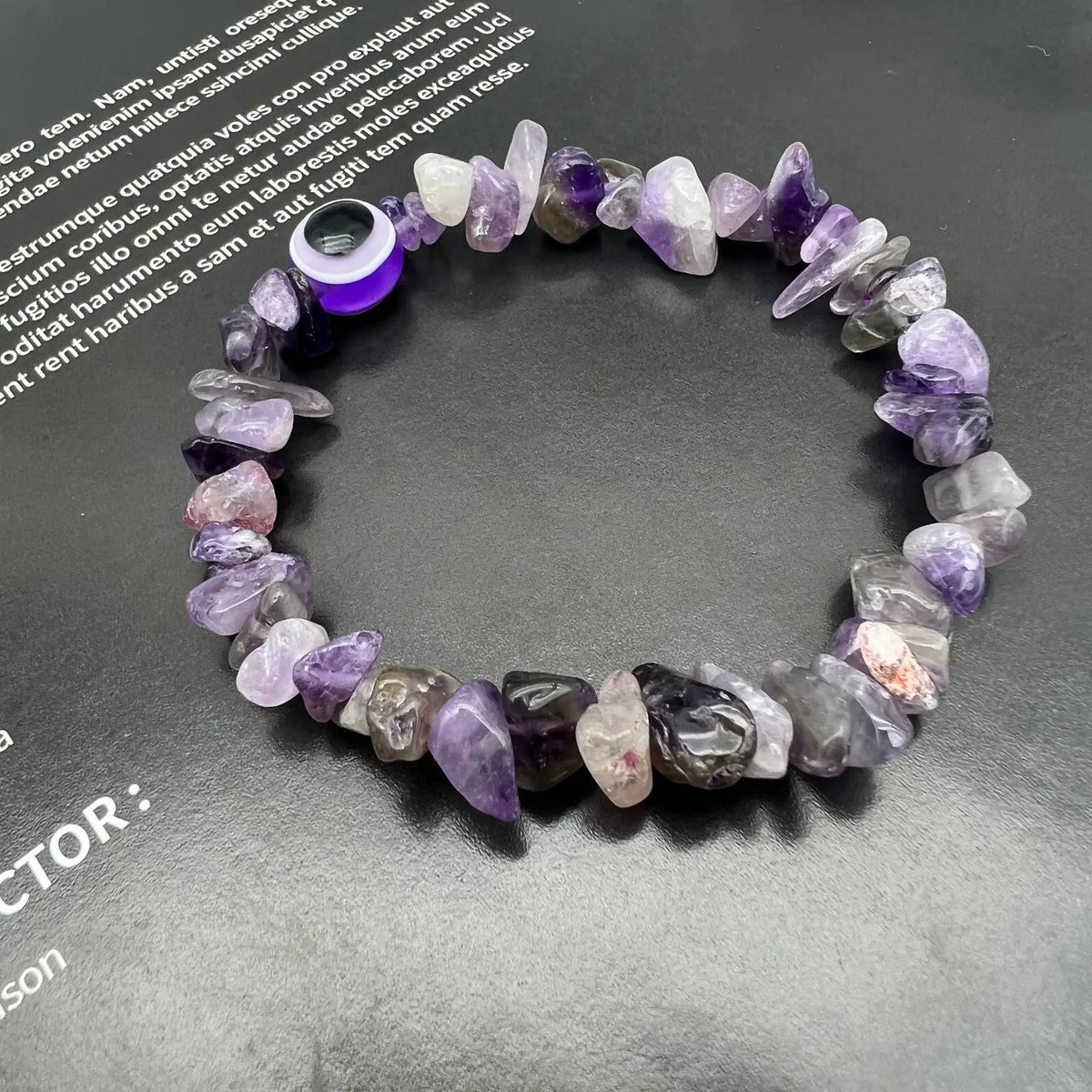 Blue Evil Eye Natural Stone Chip Bead Bracelet | 12 Colors Stone Bead Bracelet Qme