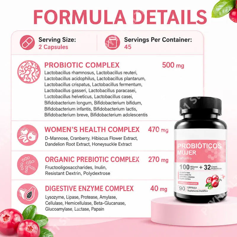 Probiotics for Women – 32 Strains, 100M CFU, 90 Capsules Probiotic Supplement Qst