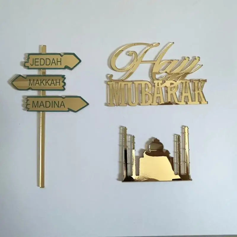 Mubarak Hajj Gold Acrylic Letter Cake Topper Decoration Cake Topper Qme A2