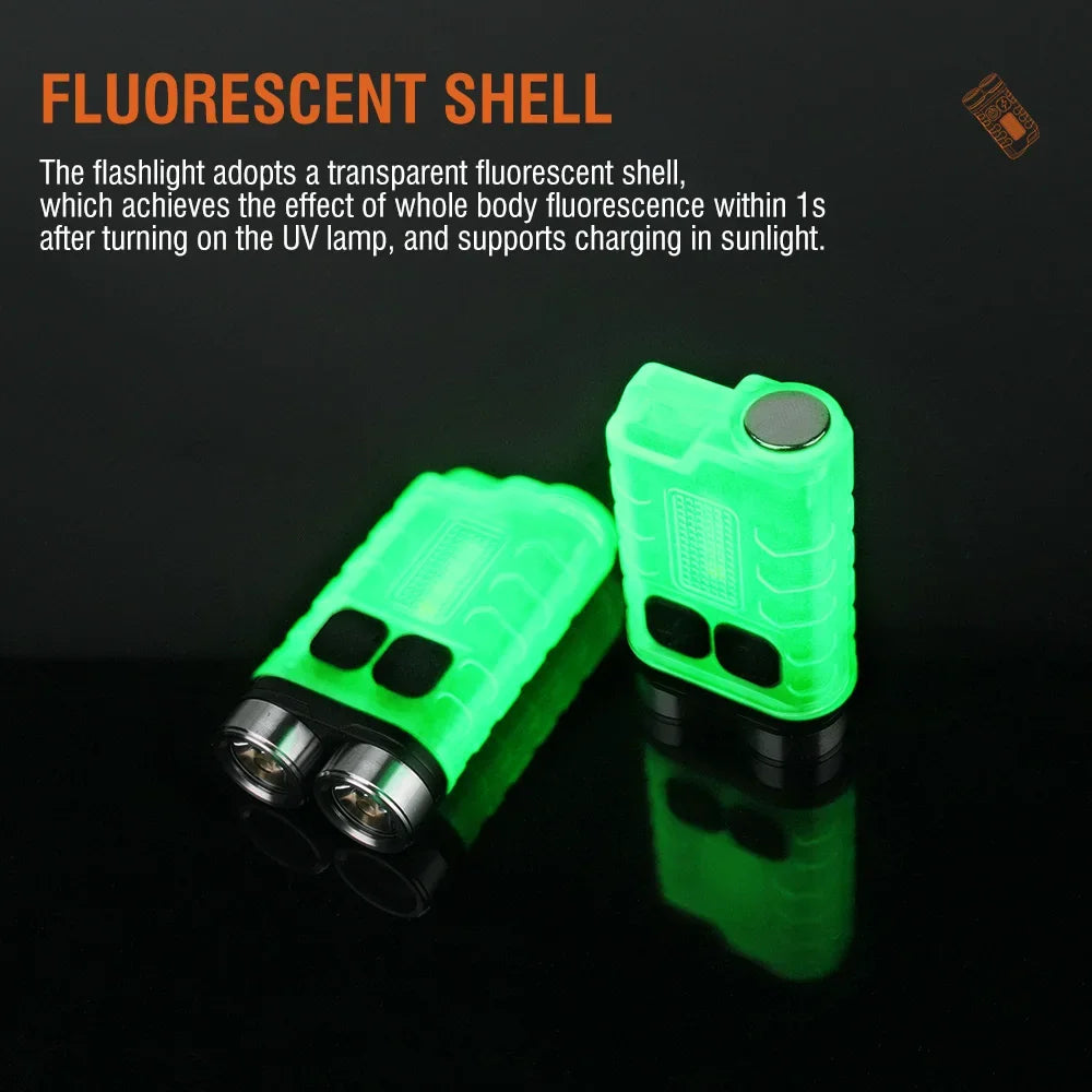 BORUiT V3 900LM UV EDC Keychain Flashlight | Type-C Rechargeable EDC Keychain Flashlight Qst