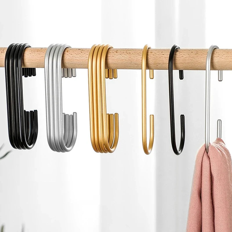 C-Shape Closet Organizer Hooks for Clothes, Bags & Hats | Gold/Silver Closet Organizer Hooks Qme
