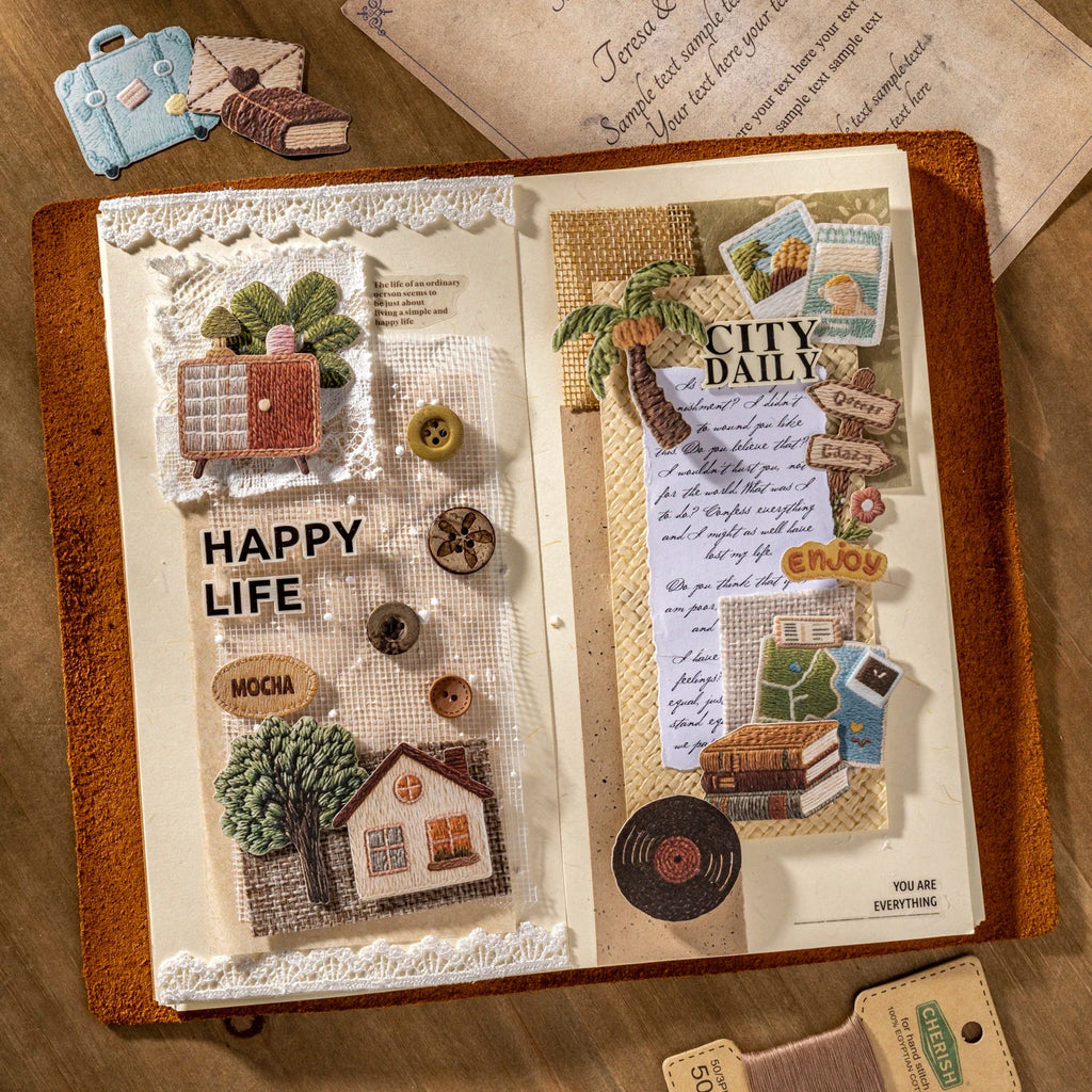 Embroidery Trinkets Sticker Pack | Decorative Stickers for Crafts Decorative Sticker Pack Qme