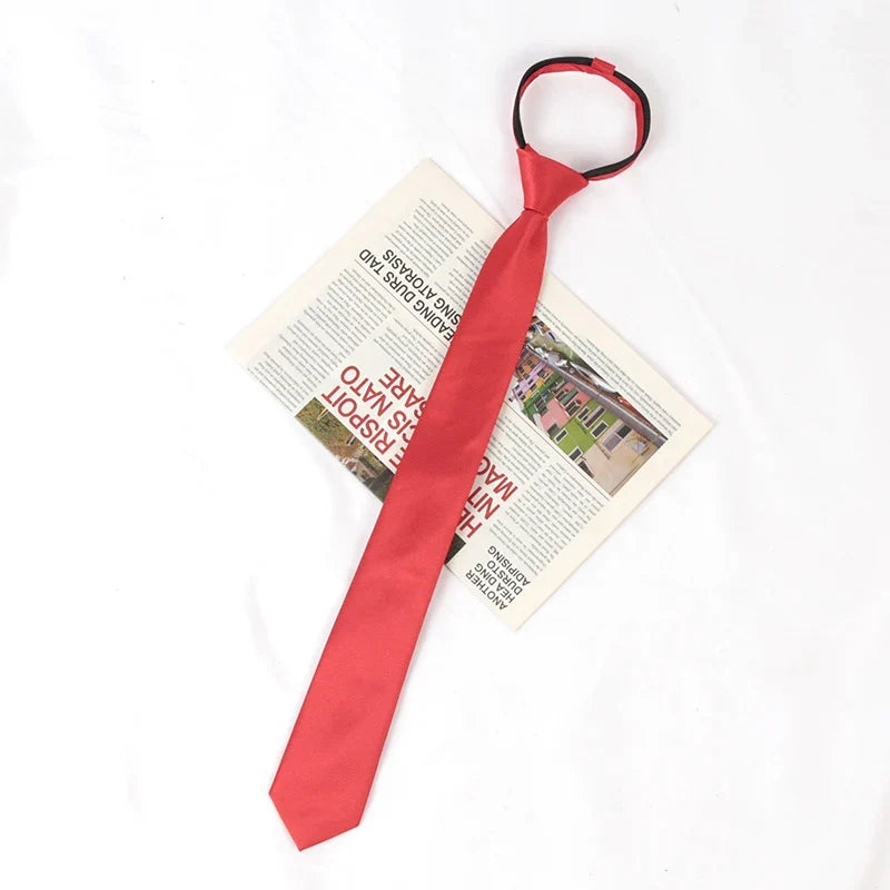 Solid Skinny Zipper Necktie for Men & Women | Wedding Tie Zipper Necktie Qme Red