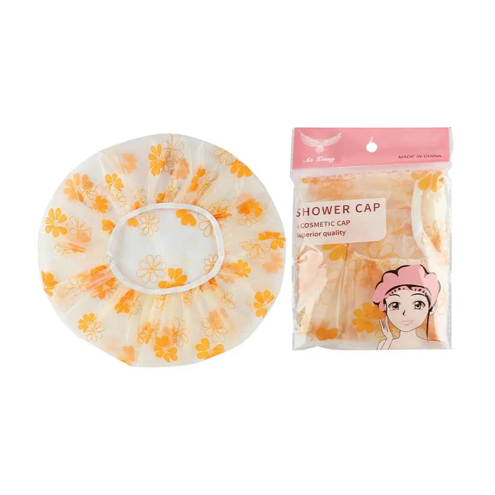 Women's Reusable Waterproof Shower Cap – Elastic Bath Hair Cap Shower Cap Qme D CN