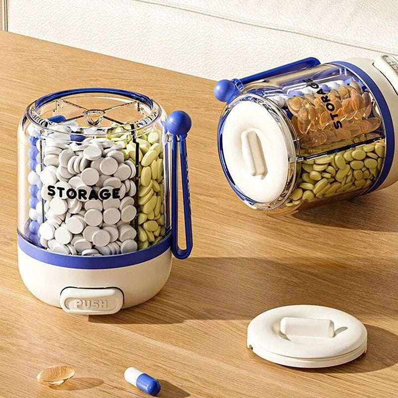4-Compartment Round Pill Organizer – Portable Medicine Case Pill Organizer Case Qme
