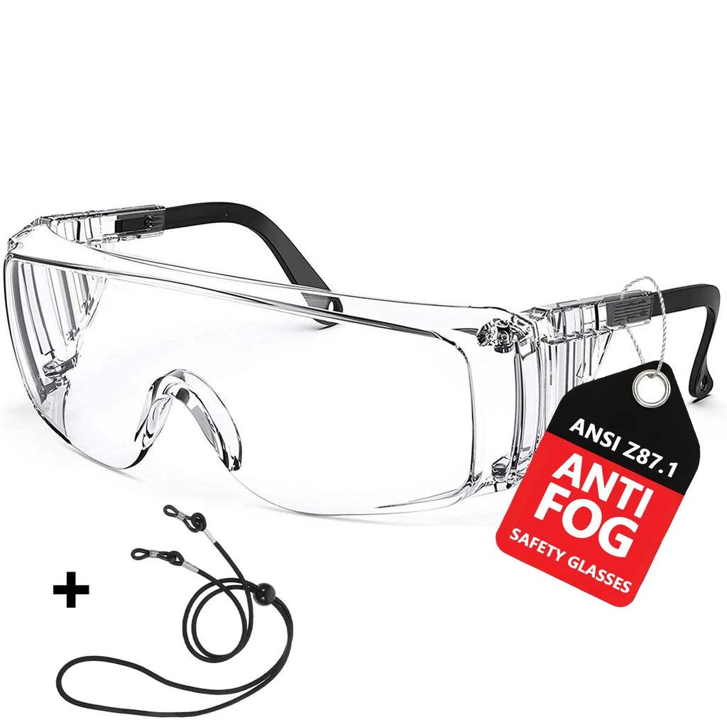 VOPHA Anti-Fog Safety Goggles OTG Clear ANSI Z87 – HM7 Safety Goggles Qst Black