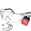 VOPHA Anti-Fog Safety Goggles OTG Clear ANSI Z87 – HM7 Safety Goggles Qst Black