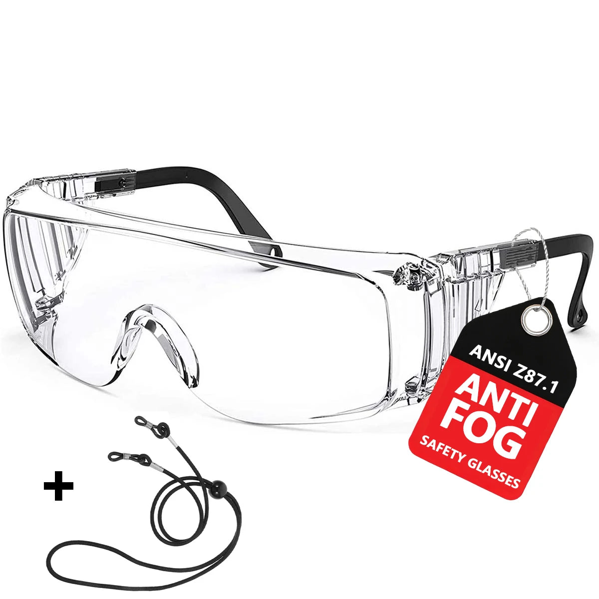 VOPHA Anti-Fog Safety Goggles OTG Clear ANSI Z87 – HM7 Safety Goggles Qst Black