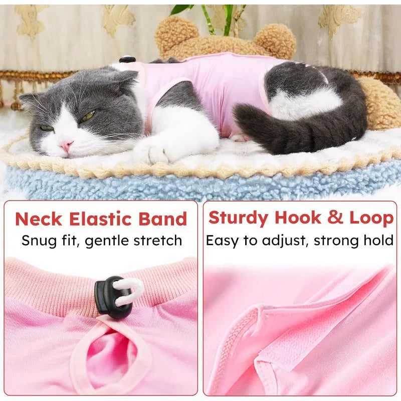 Soft Breathable Cat Recovery Suit – Anti-Lick Jumpsuit Cat Recovery Suit Qme