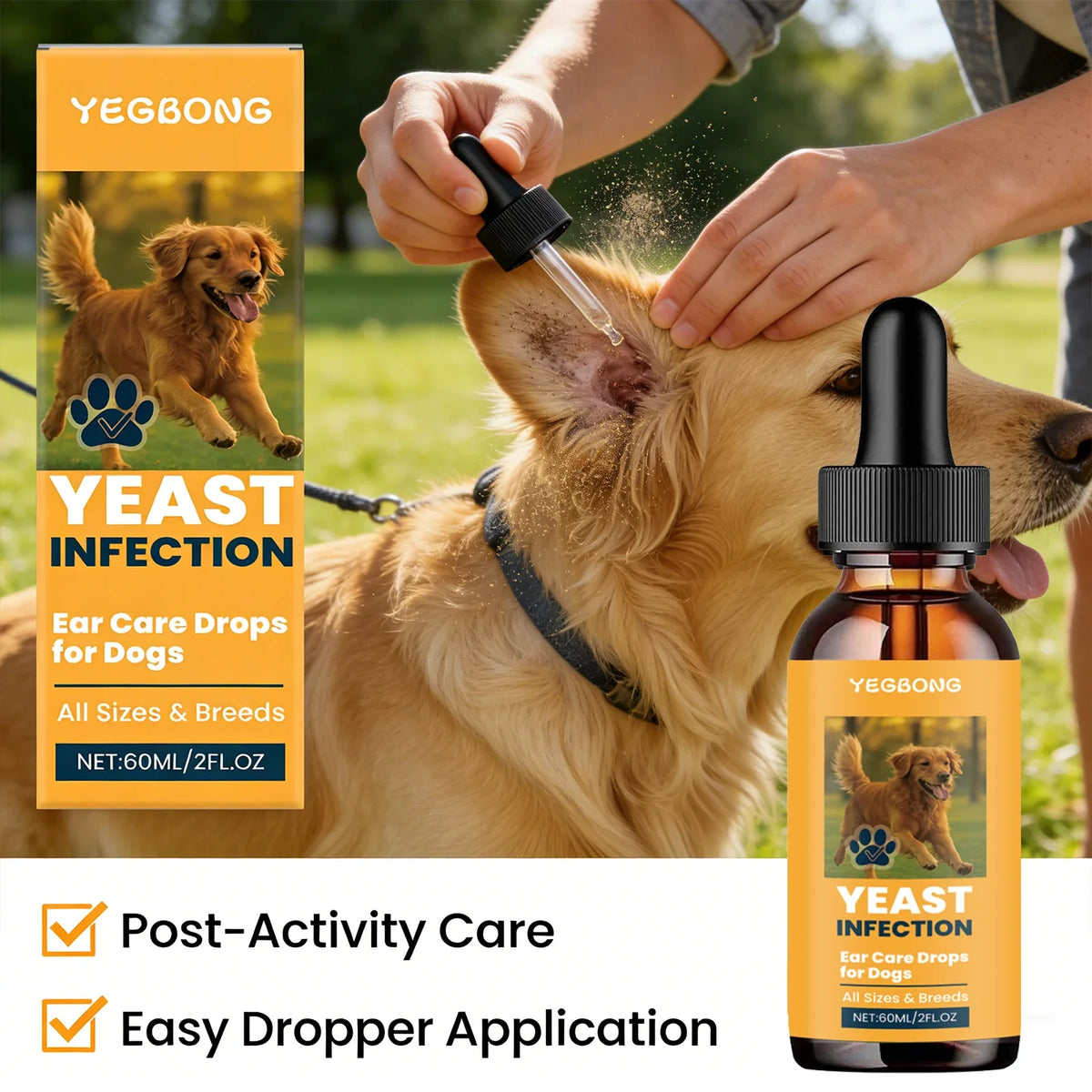 Dog Ear Care Drops – Earwax Remover & Odor Eliminator Pet Ear Care Drops Qme