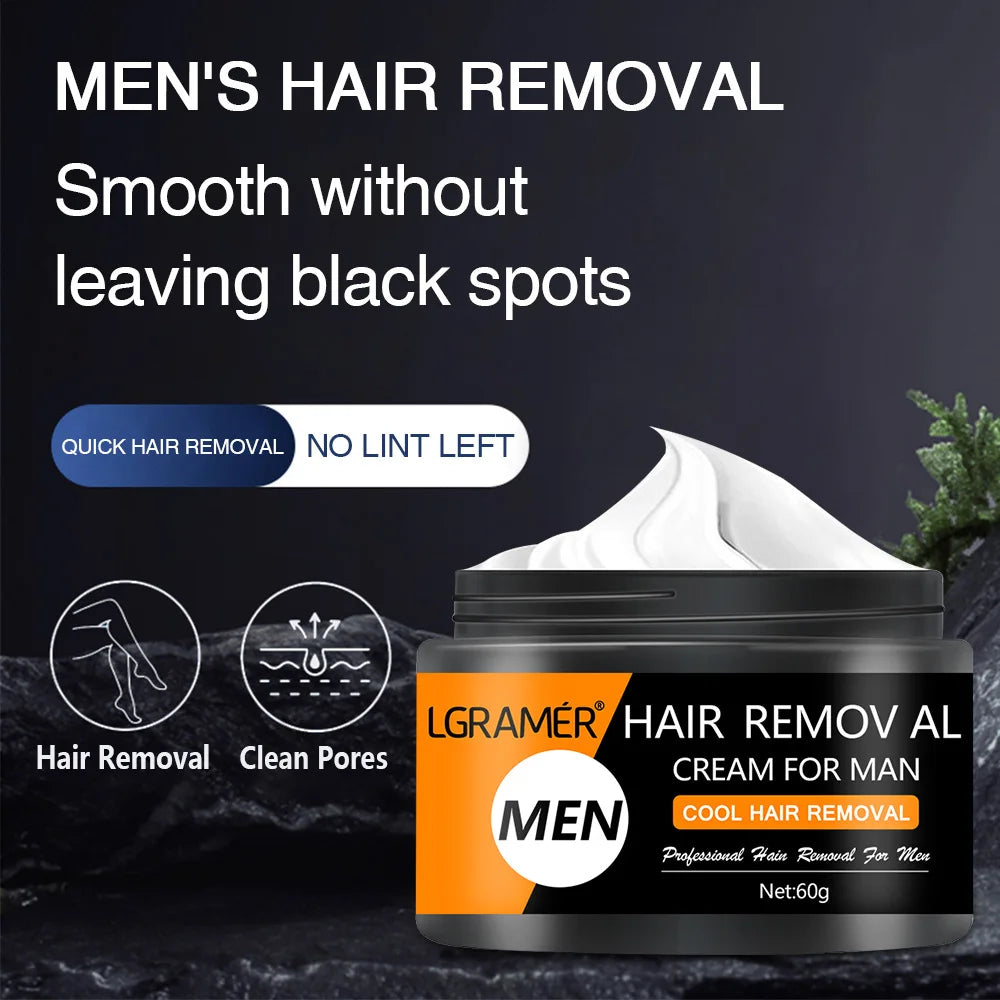 LGRAMER Men's Hair Removal Cream – Body Depilatory 60g Hair Removal Cream Qst