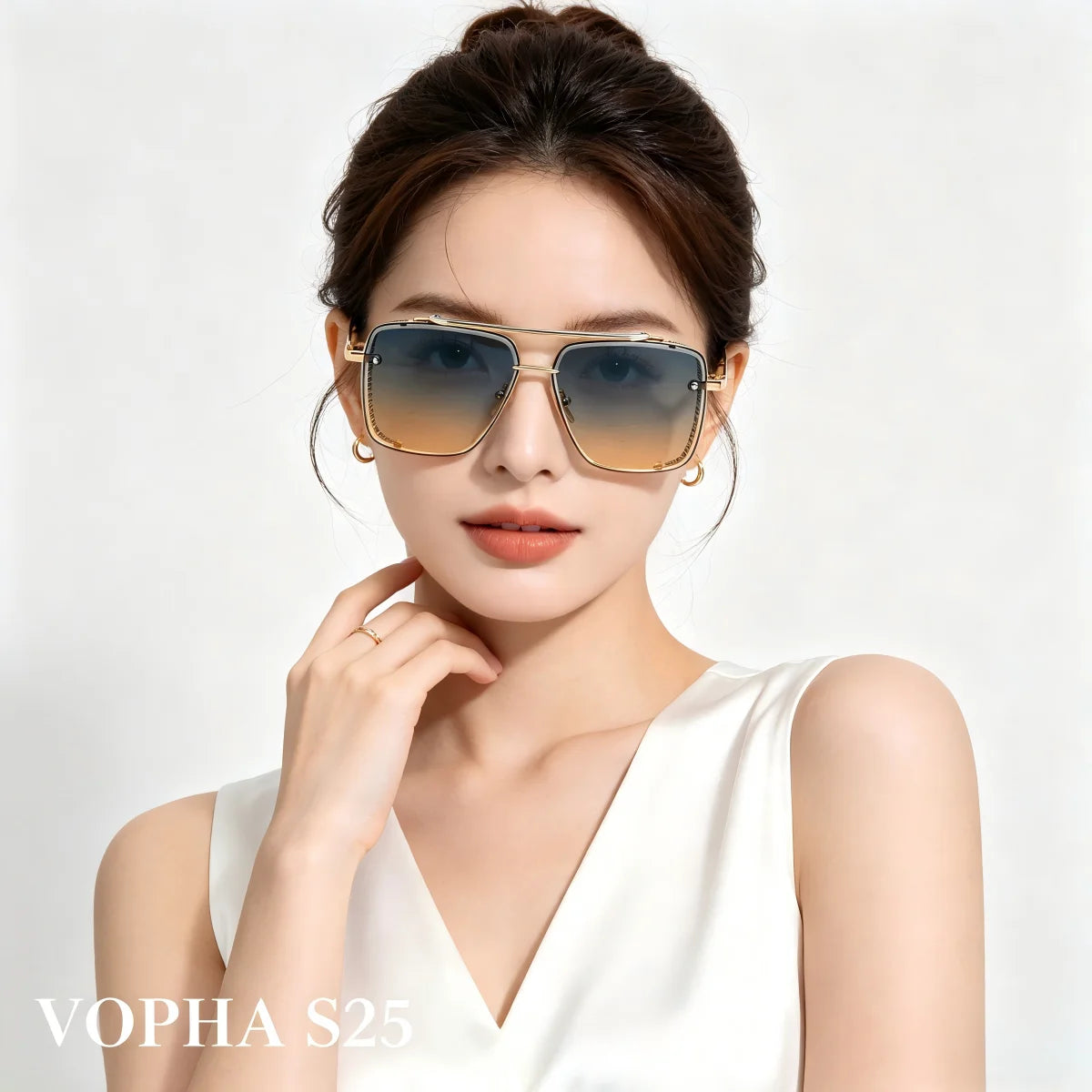 VOPHA Square Aviator Sunglasses UV400 Unisex Vintage Gradient Fashion Sunglasses Qst